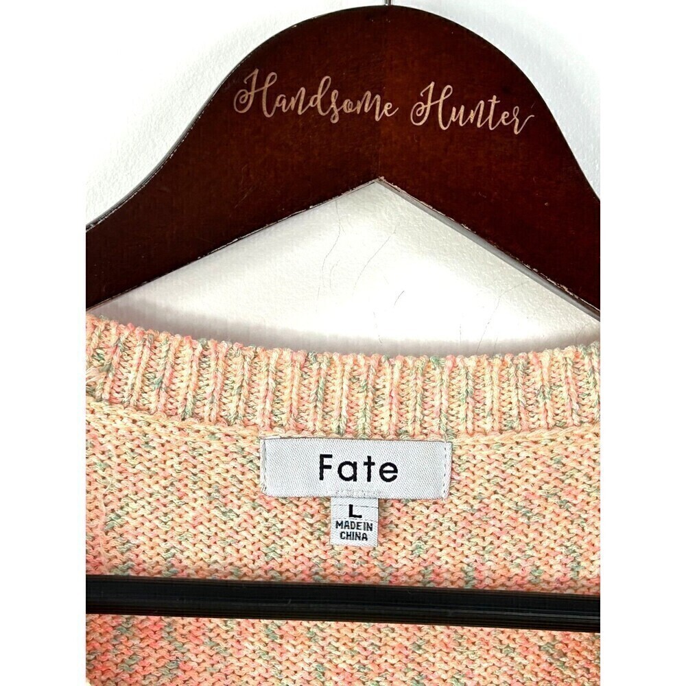 Fate Women Sz L Sweater Peach Puff Short Sleeve Crew Neck Cotton Blend Knit R3 - Picture 10 of 12